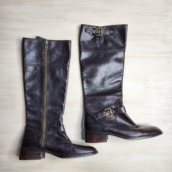 Coach Jacinda Espresso Brown Leather Knee High Zip Equestrian Riding Boots 9.5 - Picture 1 of 8